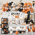 Spooky One Birthday Decorations Boy,276pcs Halloween 1st Birthday Kit Plates And Napkins Cups Banner Backdrop Tablecloth Cake Topper Balloon For First Birthday Decorations for Boy by Bezkega