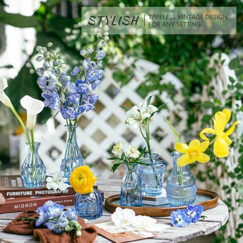 SUPMIND 16P Blue Glass Bud Vases, Small Flower Vases for Table Centerpieces - Image 5