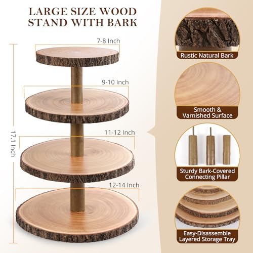 Cupcake Stand Wood Dessert Stands 4 Tier Cupcake Tower Large Display Stand - Image 2