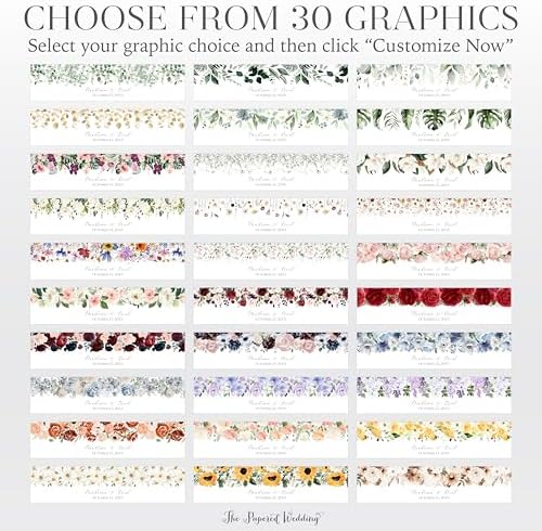 Personalized Water Bottle Labels with Choice of 30 Flower Styles - Choose Font and Pre-Made Phrases or Design Custom Text - LABELS ONLY (018 Red Roses, 2 inch (8.5x2")) - Image 5
