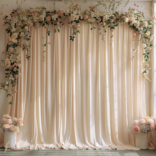 20x10ft Wrinkle Free Cream Backdrop Curtain for Parties Soft Fabric Drapes Wedding Curtain Backdrop for Birthday Party Decorations Background for Photography 5x10ft,4 Panels - Image 6