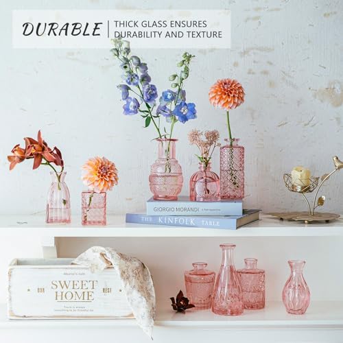 SUPMIND 16Pcs Pink Glass Bud Vases in Bulk for Wedding Table Centerpieces - Image 4