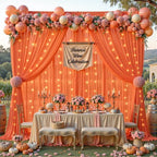 10ft×10ft Wrinkle Free Orange Backdrop Curtain Drapes, 2 Panels 5ftx10ft Sheer Tulle Chiffon Backdrop Panels Curtains for Wedding Baby Shower Birthday Party Stage Photo Home Decorations - Image 6