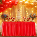 17ft Red Table Skirts for Rectangle Tables Polyester Pleated Table Skirt Desk Skirts Ruffle Table Skirt cloth for Wedding Birthday Party Baby Shower Bridal Shower Banquet Table Skirts by LittleFunny