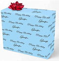 Personalized Photo Wrapping Paper, Custom Face Gift Wrapping Paper Roll with Printed Picture Happy Birthday with Name Sky Blue for Friend Grandma Grandpa Birthday Wedding Christmas Gifts 5 Rolls by MyPupSocks