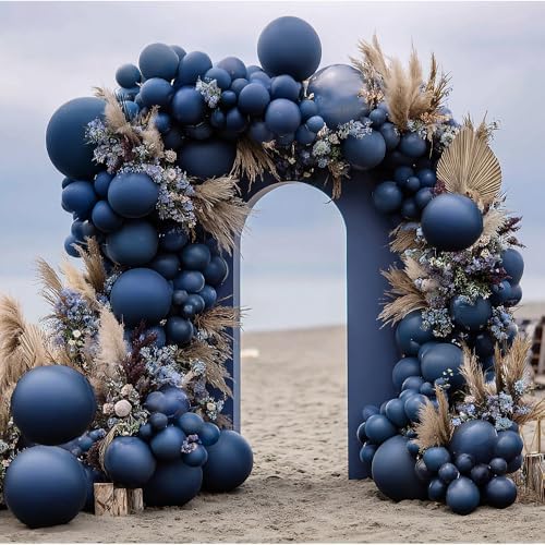 Dusty Blue Green Balloon Garland Double Stuffed Navy Blue Green Balloons Different Sizes 18In 12In 5In Pastel Balloon Arch Kit For Baby Shower Gender Reveal Birthday Party Decorations - Image 3