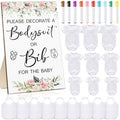 Roowest 35 Pcs Baby Shower Bibs Game with Bib Bodysuit Marker, Flower by Roowest