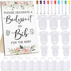 Roowest 35 Pcs Baby Shower Bibs Game with Bib Bodysuit Marker, Flower by Roowest