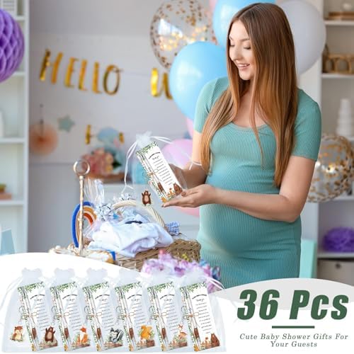 145 Pieces Woodland Baby Shower Favors for Guest Woodland Animals Ballpoint Pens and Keychains Party Favors Bulk Retractable Baby Shower Gifts Pens Gender Reveal Greeting Cards Souvenirs Prizes - Image 7