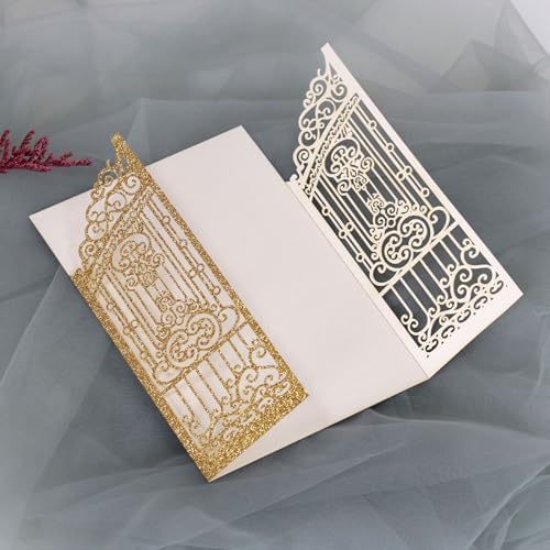 50Pcs Glitter Gold Invitation Cards For Wedding Baby Shower Birthday Party - Image 4