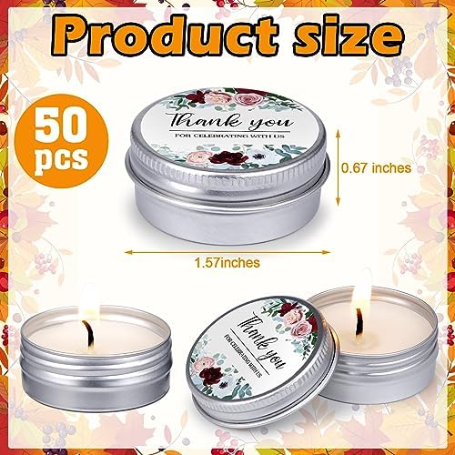 MTLEE 50 Pcs Wedding Candles Gift Favors for Guests 1 Oz, Thank You - Image 4