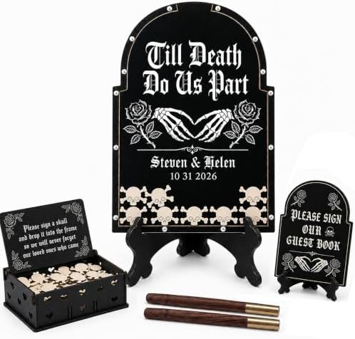 Personalized Wedding Guest Book Alternative, Gothic Tombstone Frame by Handmade