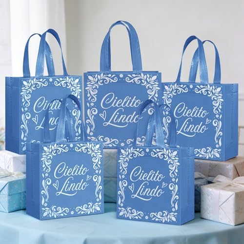 50 Pcs Cielito Lindo Party Favor Bags Reusable Blue Mexican Gift Bags Non Woven Platos De Barro Mexicanos Candy Bag Cinco De Mayo Goodie Bags with Handles for Fiesta Mexican Baby Shower Party Favors - Image 2