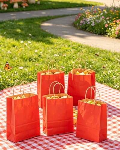 qiqee 100PCS Gift Bag with Handles Bulk Kraft Red Paper Bags Assorted Sizes(33pcs Large 13",33pcs Medium 11",34pcs Small 8") - Image 5