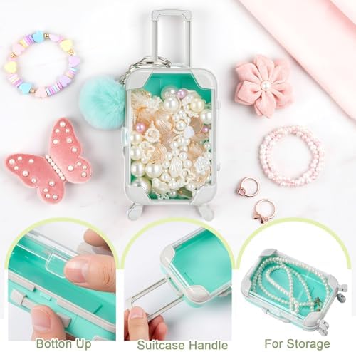 VioraWhite 40 Pcs Mini Suitcase Empty Box and Plush Ball Set, Mint Green - Image 3