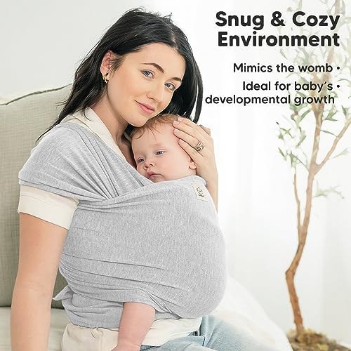 KeaBabies Baby Wrap Carrier, All in 1 Original Baby Carrier (Light Heather) - Image 6