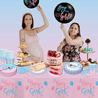 Gender Reveal Decorations, Baby Shower Party Supplies 124 Pieces Paper Plates, Cups, Napkins, Tablecloths, Black Balloon, Banner, Tableware Set Disposable Dinneware - Image 6