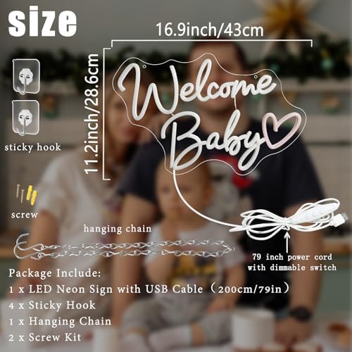 Welcome Baby Neon Sign Dimmable Switch Welcome Led Signs for Wall Decor - Image 3