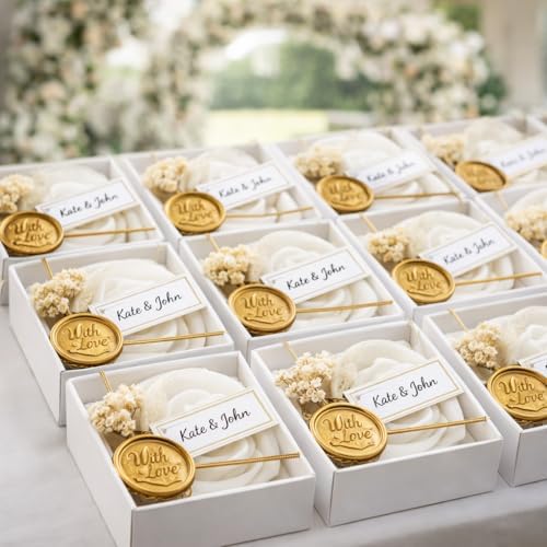 Scented White Rose Candles – Personalized Wedding Favor Candles, Bridal & Baby Shower Gifts with Dried Flowers, Wax Seal Gift Box (Bulk 10–100) - Image 4