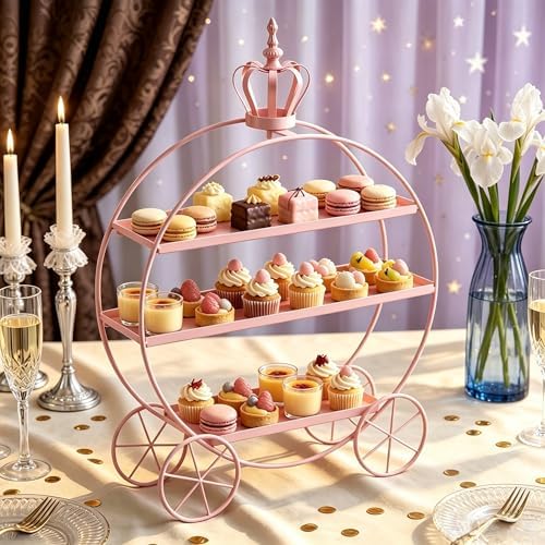 3-Tier Metal Cupcake Stand Tiered Dessert Serving Tray Candy Cookie Display Holder for Wedding Birthday Party Afternoon Tea Table Decor (Gold) - Image 6