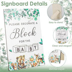 104Pcs Baby Shower Block Game Set, Funny Baby Shower Game Sign Kit with 12 Marker 48 Wood Cube 42 Stencils Wood Sign for Party - Image 7