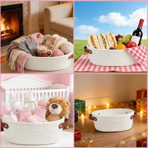 6-Pack Gift Basket Set, Cotton Rope Woven Basket with Gift Bag & Ribbon for Baby Showers, Newborn Celebrations, Events & Holiday Gifting, Beige - Image 3
