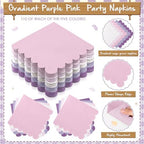 Zhehao 150 Pcs Purple and Pink Paper Plates Napkins Serves 50 - Image 5