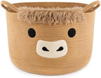 Large Highland Cute Cow Basket for Nursery,Laundry Blanket Gift Basket by Hkojewp
