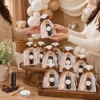 JarThenaAMCS 36 Sets Coffee Baby Shower Favors for Guests Wooden Spoons Mini Coffee Glass Jars Thank You Stickers Brown Ribbon and Bags for Gender Reveal Party Souvenirs - Image 7
