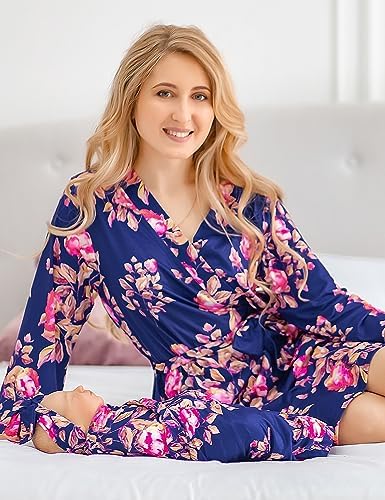Mommy and Me Robe and Swaddle Set | Maternity Robe Matching Baby Girl, Boy - Image 4
