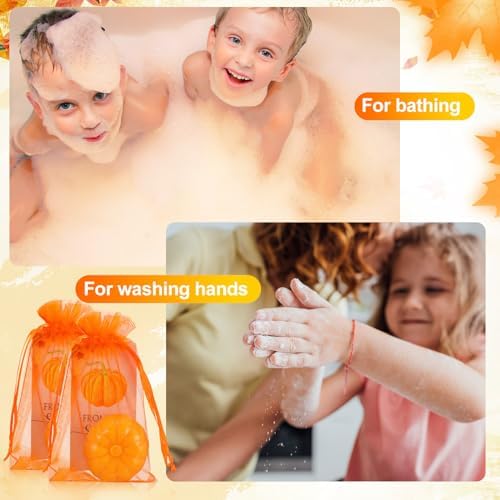 50 Set Pumpkin Soap Favors Thanksgiving Fall Bridal Shower Wedding Pumpkin Baby Shower Favor 50 Pumpkin Soap 50 Thanks Cards 50 Organza Bags Gender Reveal Gift Keepsake for Fall Party Guest - Image 4