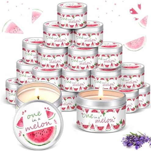 MTLEE Baby Shower Party Favors Candles Lavender Scented Baby Shower Favors for Guests Rustic Tealights Candles Gender Reveal Return Gifts(Red,One in A Melon,1.2 oz,24 Pcs) by CelebrateEveryMoment