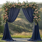 ESGOTBME 10x10ft Wrinkle Free Navy Blue Backdrop Curtain for Parties Soft Fabric Drapes Wedding Blue Curtain Backdrop for Birthday Party Decorations Background for Photography 5x10ft, 2 Panels - Image 2