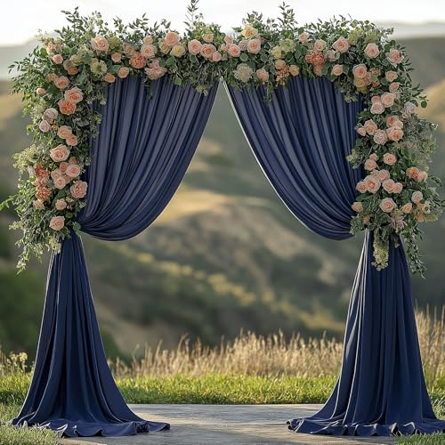 ESGOTBME 10x10ft Wrinkle Free Navy Blue Backdrop Curtain for Parties Soft Fabric Drapes Wedding Blue Curtain Backdrop for Birthday Party Decorations Background for Photography 5x10ft, 2 Panels - Image 2