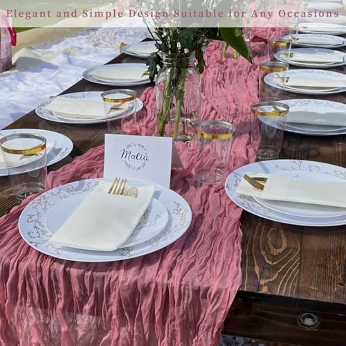 12 Pack Dusty Rose 10FT Cheesecloth Table Runner 20 x 120 Inch Long Rustic Gauze Fabric Cheese Cloth Table Runner for Wedding Bridal Baby Shower Table Decorations Boho Sheer Birthday Party Table Decor - Image 7
