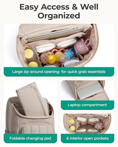BAGSMART Diaper Bag Backpack with Changing Pad, Insulated Bottle Holders - Image 3