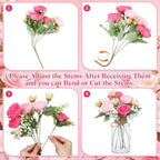 Zeyune 6 Sets Mason Jar Table Centerpiece with Artificial Peony Baby's Breath Flower Centerpieces Faux Flowers with Rope for Wedding Reception Engagement Bridal Shower Rustic Table Decor(Pink) - Image 2