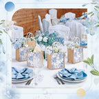 Abbylike 12 Pcs Floral Gift Bag Small Flower Tote Bag,Blue Flowers - Image 5