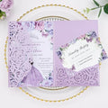 50PCS Purple Blank Wedding Invitations Shower Birthday Quince Party Invites by AdasBridal