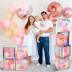 Geyee 8 Pcs Clear Balloon Box with Letters, Baby Shower, Rainbow Silver - Image 5