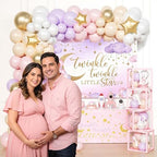 Twinkle Twinkle Little Star Baby Shower Decorations, Pink Stars and Moon Party Decorations with Balloon Garland Baby Boxes Backdrop Tablecloth - Image 5