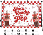 MEHOFOND 10x7ft She's Ready to Pop Baby Shower Banner Backdrop Red Coquette Shes Ready to Pop Baby Shower Decorations Gender Reveal Cake Smash Photo Booth Props - Image 2