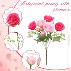 Geosar 8 Bundles Artificial Peonies Flowers,Pink, Orange - Image 2