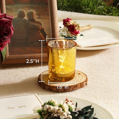 Homemory 24 Pcs Gold Votive Candle Holders, Mercury Glass Candle Holder, Tealight Candle Holders for Table Centerpieces, Baby Shower, Party, Anniversary, Wedding, Home Decor, Halloween, Christmas - Image 2