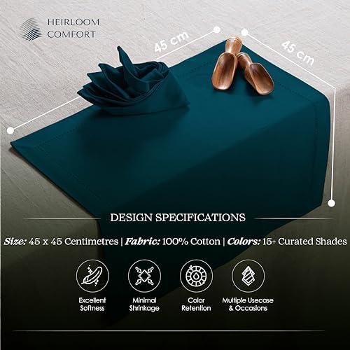 Teal Green Cloth Napkins 18x18 Inch - 12 Pack - 100% Cotton, Absorbent, Soft, Durable, Reusable, Washable - Hemstitch Mitered Edges - Ideal for Weddings, Parties, Gifts, Everyday Use - Image 2