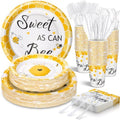 FillTouch 350 Pcs Bee Party Tableware for 50 Guests Baby Shower Bee Paper Plates Disposable Napkins Cups Plastic Knives Fork Spoon for Birthday Wedding by FillTouch