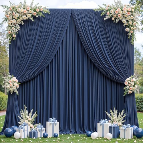 40x10ft Navy Blue Backdrop Curtains for Wedding Parties Wrinkle Free Photo Backdrop Drapes for Photography Birthday Baby Shower Soft Fabric Party Backgournd for Photoshoot 5x10ft, 8 Panels by Partisky