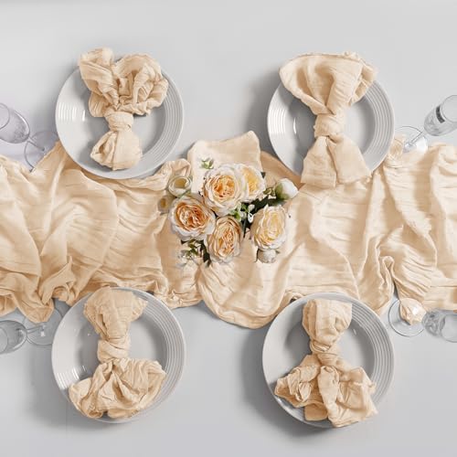 LZY 60 Pack Gauze Cheesecloth Napkins 20x20 Inch Dinner Cloth Napkins, Soft Boho Table Napkins Rustic Wrinkled Cheese Cloth Napkins Bulk for Wedding Party Baby Shower Event Decor (Ivory) - Image 7