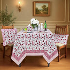 Ridhi Sangria Red Hand Block Print Cotton Tablecloth 90 x 60 Inch - Image 2