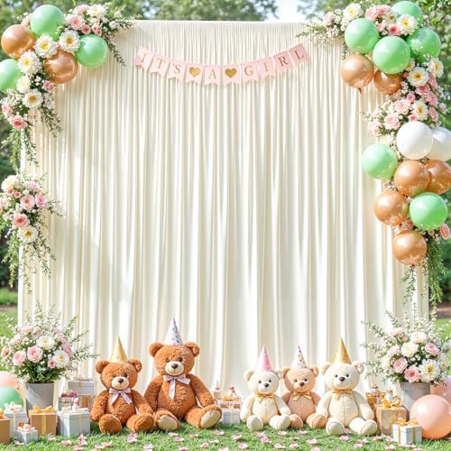 16x10FT Cream White Backdrop Curtain for Wedding Parties, Wrinkle Free Polyester Photography Backdrop Drapes for Wedding Baby Shower Birthday Parties Stage Background Stand Decorations 4x10ft,4 Panels - Image 3
